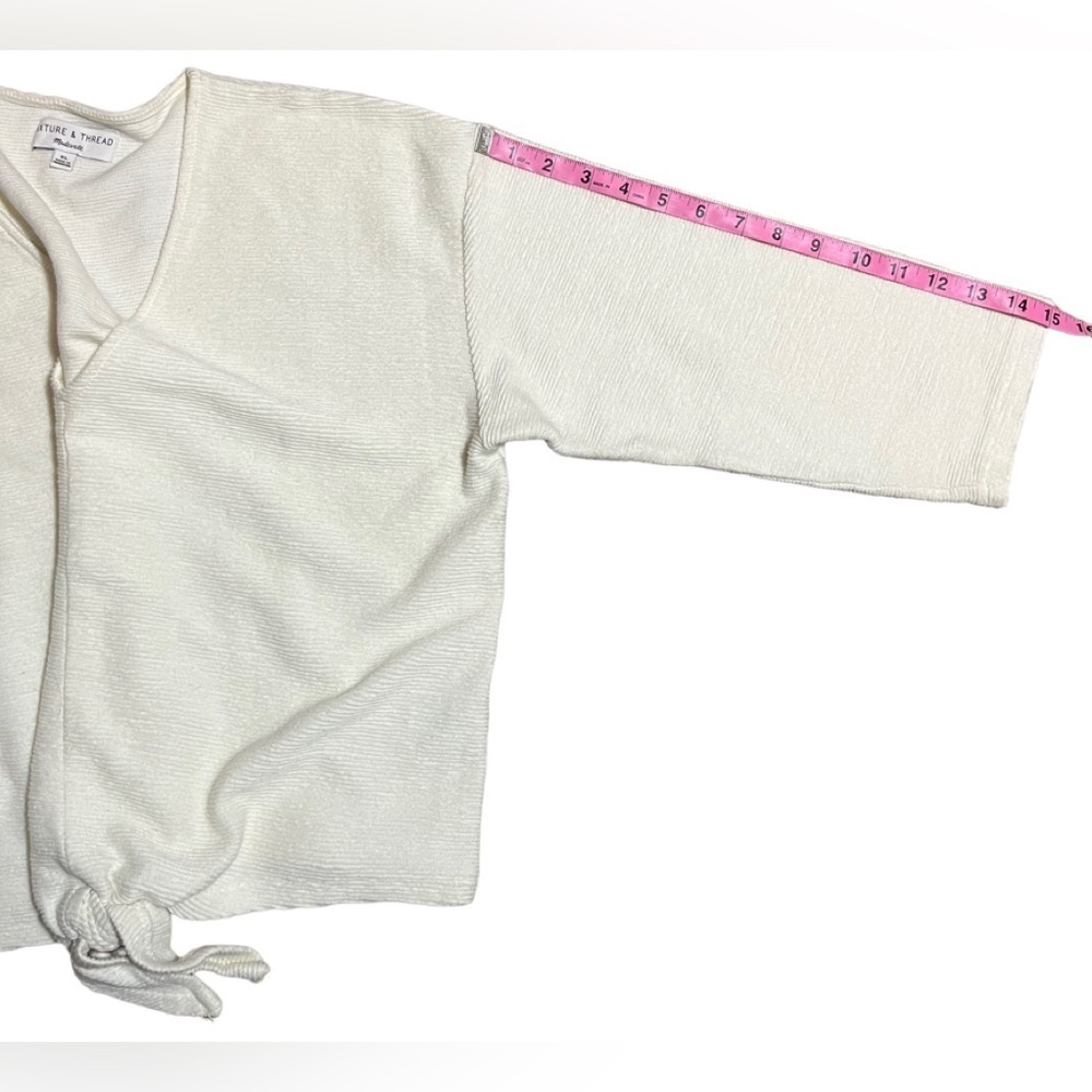 Madewell Texture & Thread pullover cropped sweater tie-front XL EUC - Picture 9 of 13